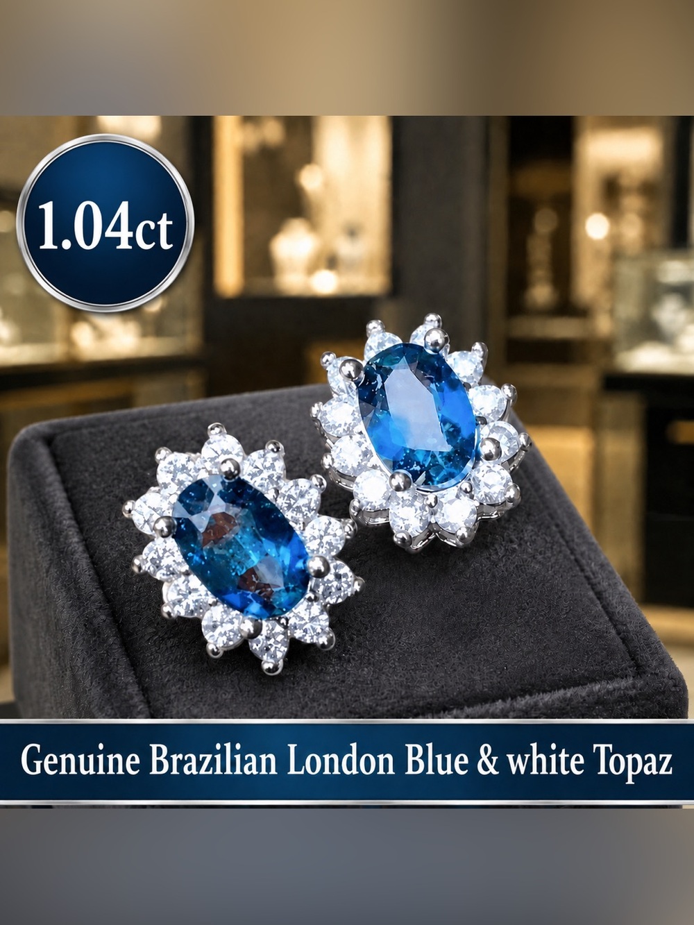 Deal‼️London Topaz  14k white Gold Electroplated on 925  Earrings